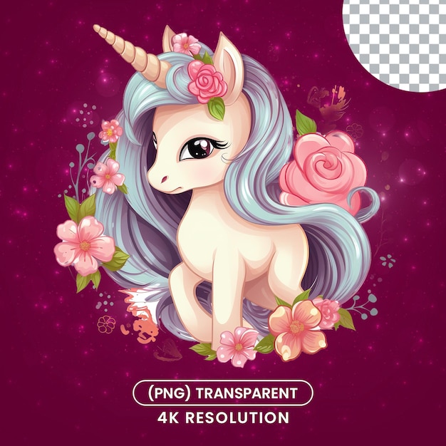 Leuke unicorn sticker illustratie op een doorzichtige achtergrond