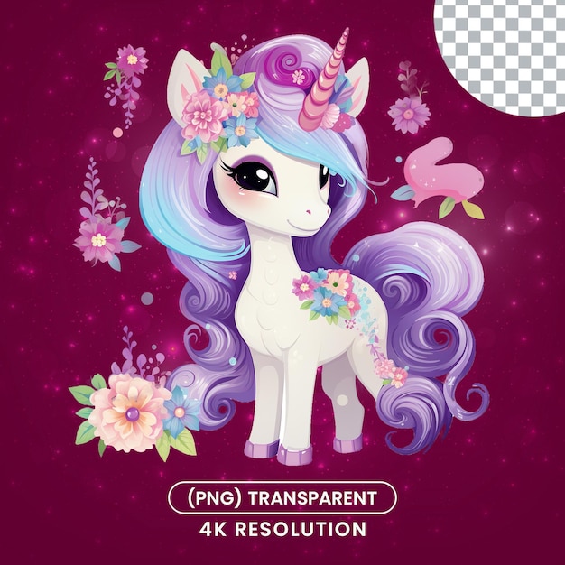 Leuke unicorn sticker illustratie op een doorzichtige achtergrond