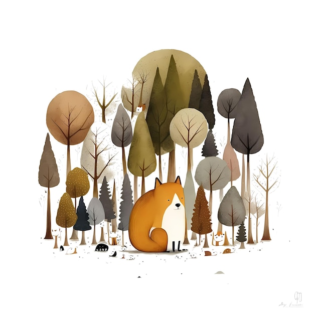 PSD leuke vos in het bos 4096px png transparante 300dpi digitale tshirt pod clipart boekomslag wallart