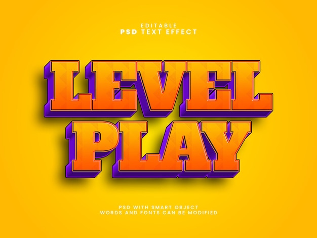 level play of 3d editable text effect with a simple and modern style