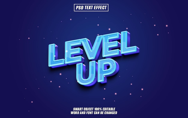 level up text effect font editable typography 3d text