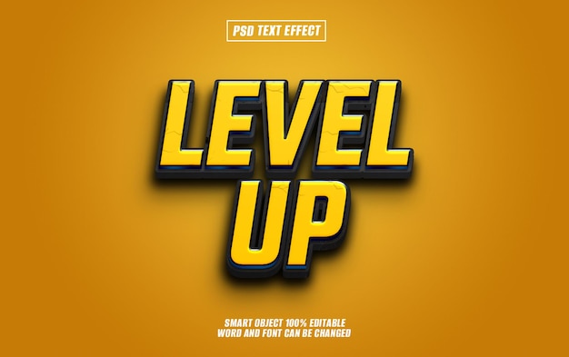 level up text effect font editable typography 3d text