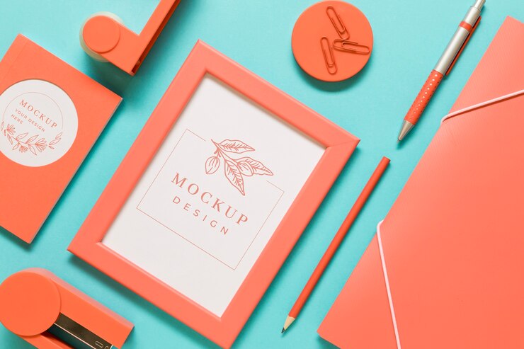 PSD levend koraal assortiment met frame mock-up