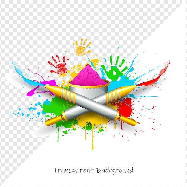 Levendige Holi-feestviering met kleurrijke splashes en Pichkaris