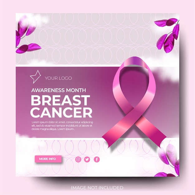 PSD levendige sociale media 3d roze voor campagne tegen borstkanker postfeed