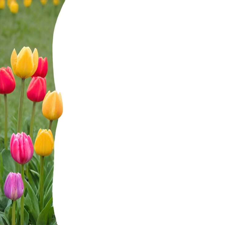 PSD levendige tulpen bloeien geïsoleerd op een doorzichtige achtergrond