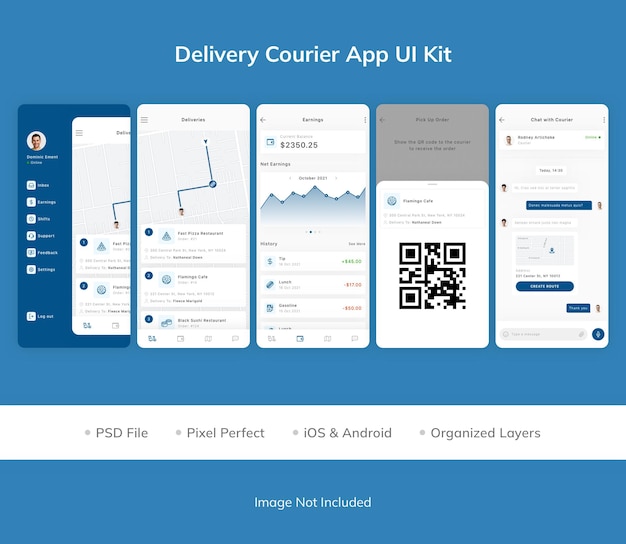 PSD levering courier app ui kit