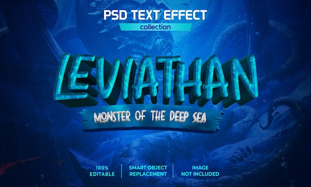 PSD effetto testo titolo del film leviathan monster sea