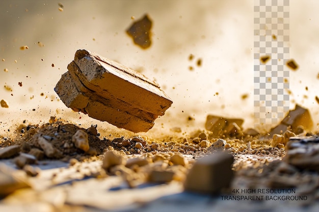 PSD levitating brick surreal piece in the air on transparent background