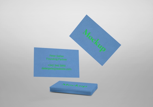 PSD levitating business card mock-up