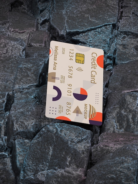 PSD levitating credit card mockup design