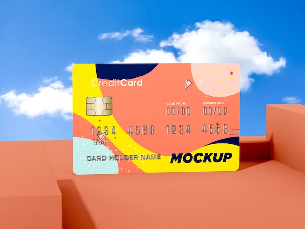 PSD levitating credit card  mockup