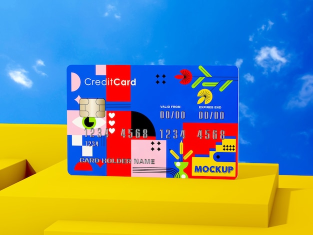 PSD levitating credit card  mockup