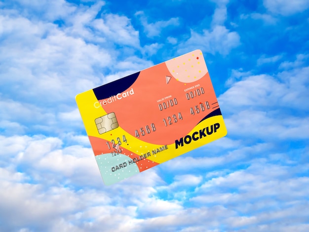 PSD levitating credit card  mockup