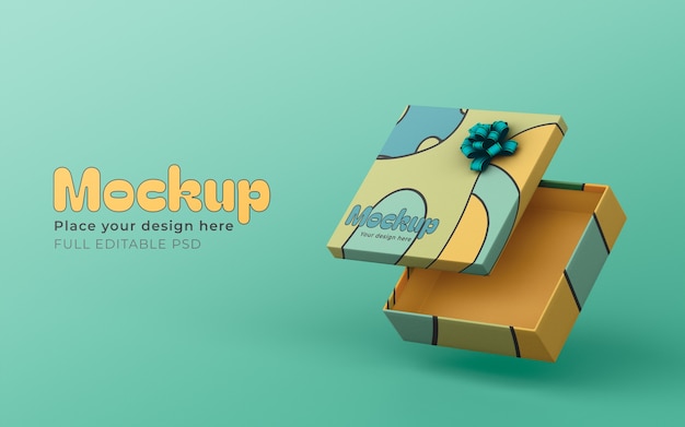 PSD levitating gift box  mockup