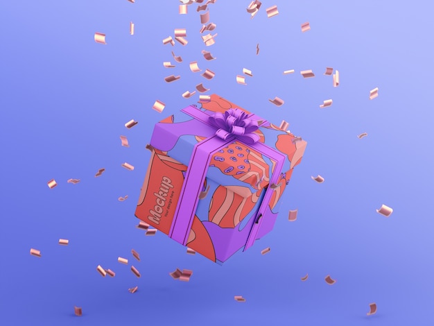 PSD levitating gift box  mockup