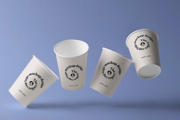 PSD levitating paper cup mockup