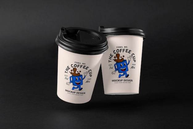 PSD levitating paper cup mockup