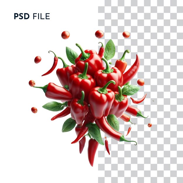 PSD levitating red hot pepper na białym tle png psd transparent download freepik