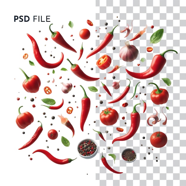 PSD levitating red hot pepper op witte achtergrond vibrant culinary concept download freepik