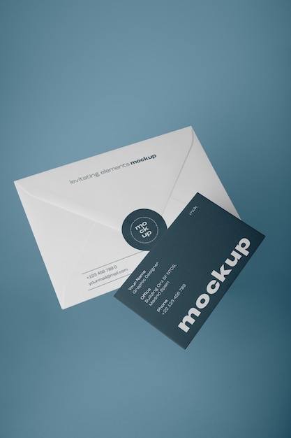 PSD levitating stationery mockup