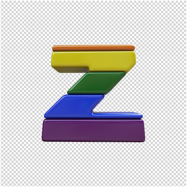 Вид снизу буквы цвета флага ЛГБТ. 3d буква z