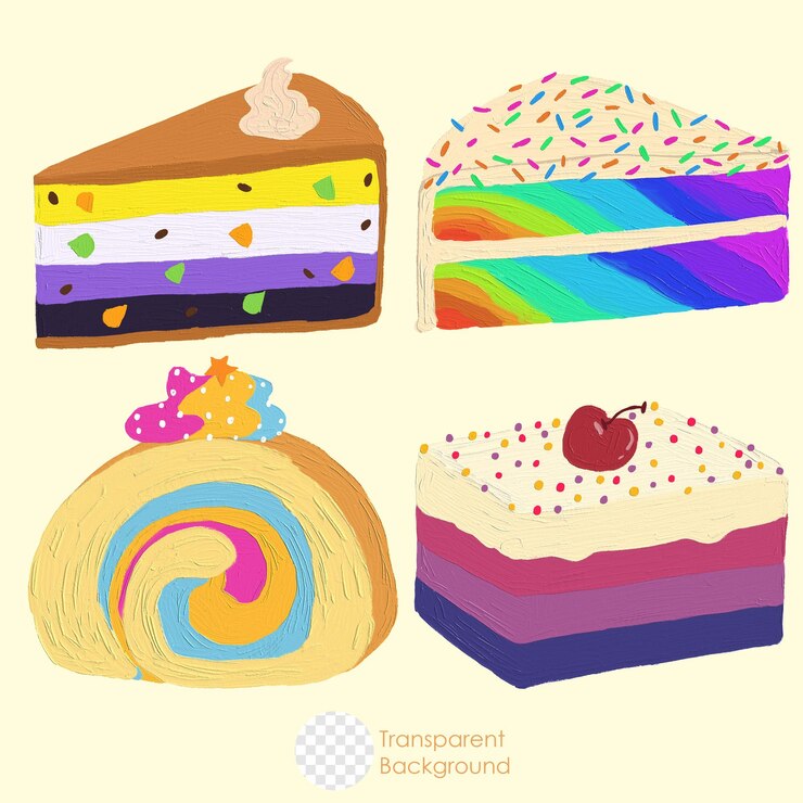 PSD lgbt flag gender orientation cakes in oil painted style illustration