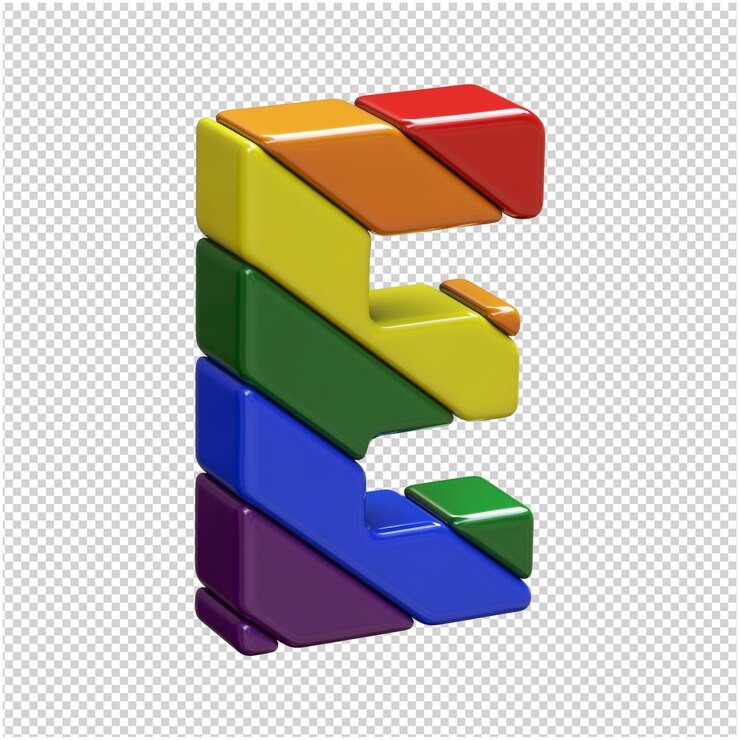 PSD lgbt flag letters rotated to the right. 3d letter e