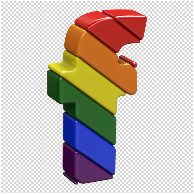 PSD lgbt flag letters rotated to the right. 3d letter f