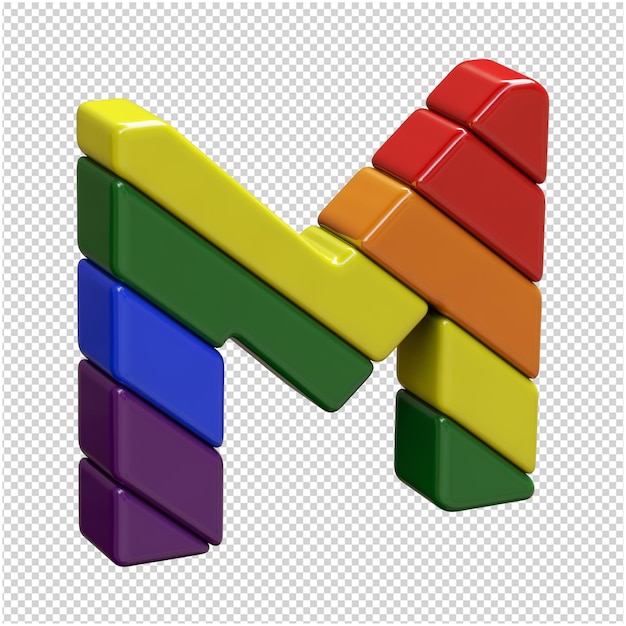 Lgbt flag letters rotated to the right. 3d letter m