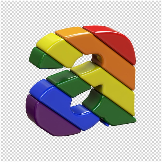 Lgbt flag letters rotated to the right. 3d letter a