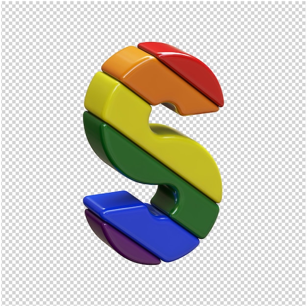 Lgbtの旗の文字が右に回転しました。 3d文字s