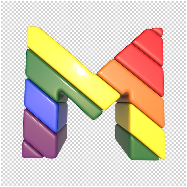 Lgbt letters flag diagonally bottom view. 3d capital letter m