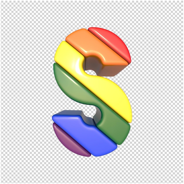 PSD lgbt letters flag diagonally bottom view. 3d capital letter s