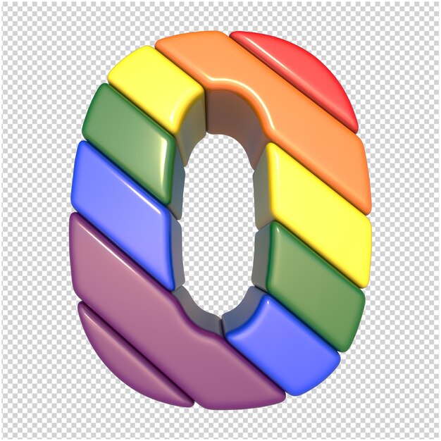 Lgbt numbers flag diagonally.3d number 0