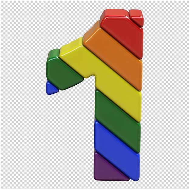 Lgbt numbers flag diagonally top view.3d number