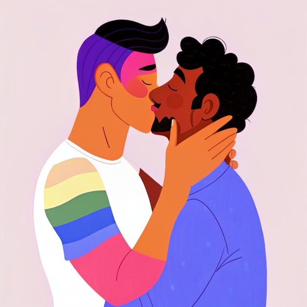 PSD lgbt persons kisses illustrated