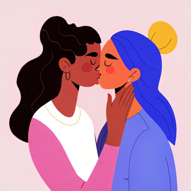 PSD lgbt persons kisses illustrated