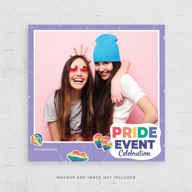 LGBT Photo Card Collage for Gay Pride Events Flyer Poster Template