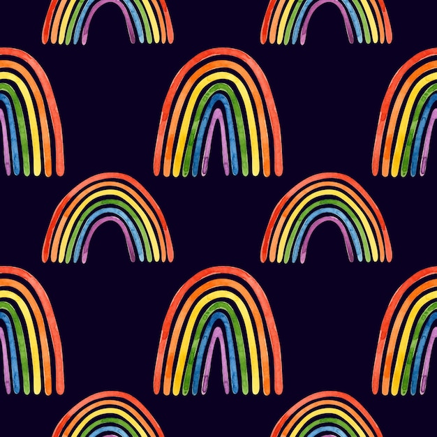 LGBT 프라이드 월 원활한 패턴 LGBT 아트 무지개 수채화 클립 아트