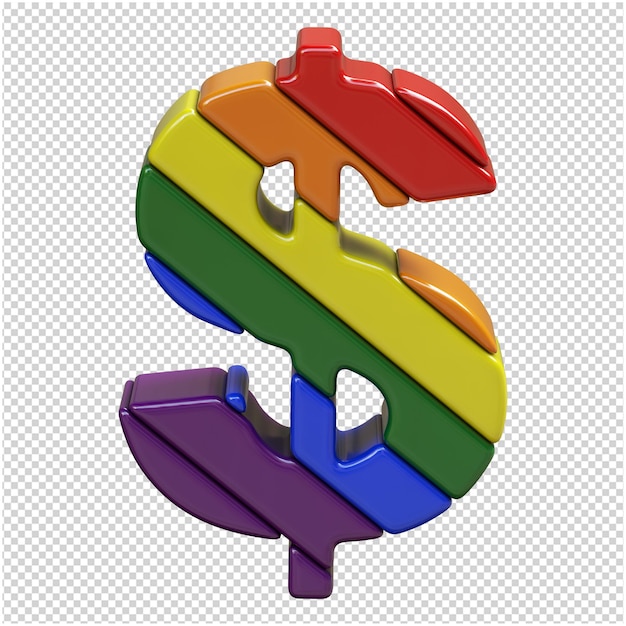 LGBTシンボルは斜めの上面図にフラグを立てます。 3Dシンボル