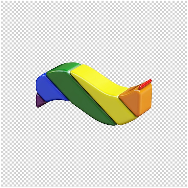 LGBT symbols flag diagonally turned left. 3d symbol