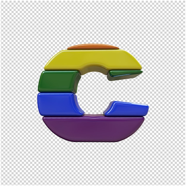 Lgbt vlag kleur letters onderaanzicht. 3d-letter c