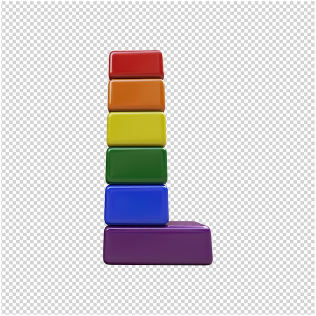 LGBT vlag kleur letters onderaanzicht. 3D-letter l