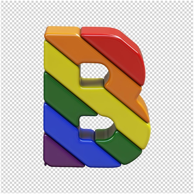 LGBT vlag letters diagonaal bovenaanzicht. 3D-letter b