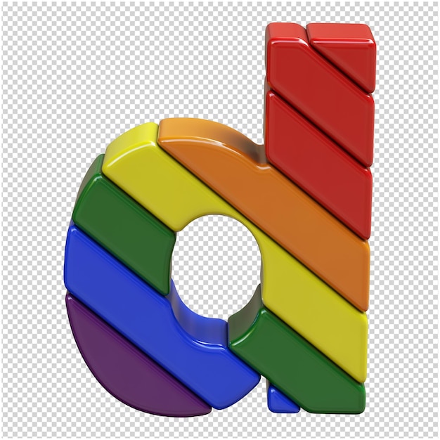 LGBT vlag letters diagonaal bovenaanzicht. 3D-letter d