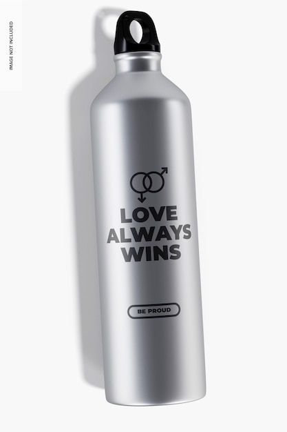 Lgbtiq pride celebration water bottle mockup, top view