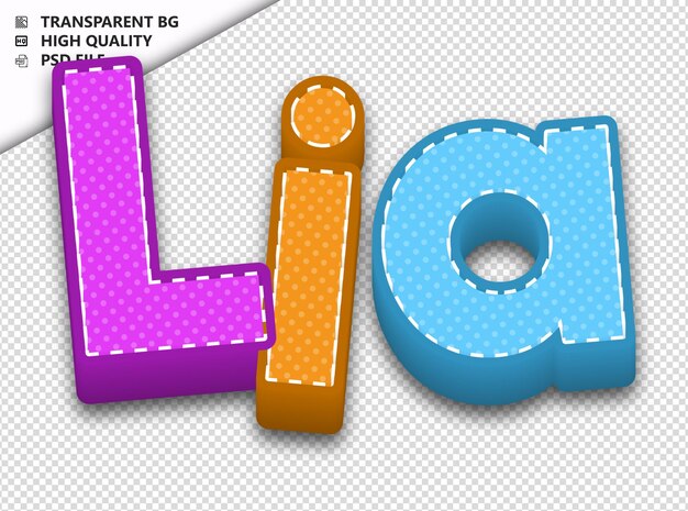 PSD lia typography text colorful craft spring psd transparent