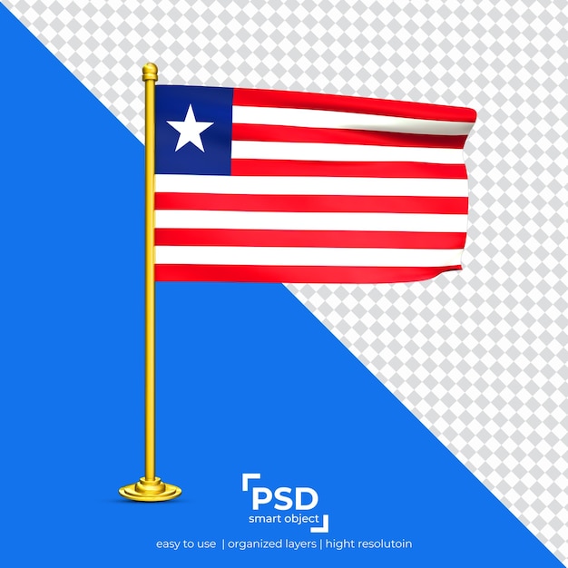 Bandiera sventolante della liberia isolata su sfondo trasparente
