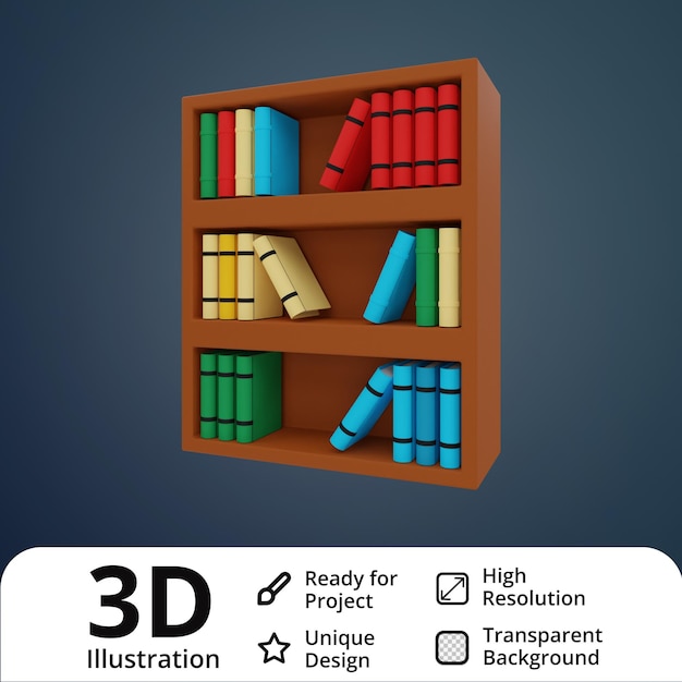 PSD illustrazione 3d della biblioteca